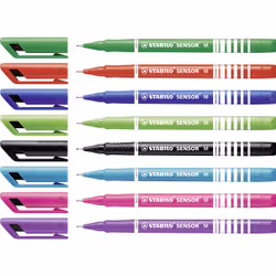 STABILO Sensor medium stylo fin Moyen Noir, Bleu, Vert, Bleu clair, Vert clair, Violet, Rouge, Violet 8 pièce(s)