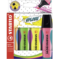 STABILO BOSS SPLASH marqueur 4 pièce(s) Pointe biseautée Vert, Orange, Rose, Jaune