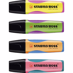 STABILO BOSS SPLASH marqueur 4 pièce(s) Pointe biseautée Vert, Orange, Rose, Jaune