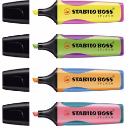 STABILO BOSS SPLASH marqueur 4 pièce(s) Pointe biseautée Vert, Orange, Rose, Jaune