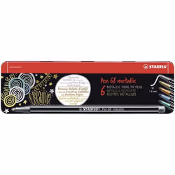 STABILO Pen 68 metallic, Moyen, 6 couleurs, Multicolore, 1,4 mm, Multicolore, Encre à base d'eau