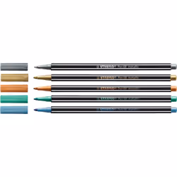 STABILO Pen 68 Metallic stylo-feutre Moyen Métallique, Multicolore 6 pièce(s)