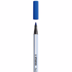 STABILO Pen 68 brush, 1 couleurs, Bleu, Pointe du marqueur, Fibre, Bleu, Blanc, Hexagonal