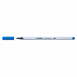 STABILO Pen 68 brush, 1 couleurs, Bleu, Pointe du marqueur, Fibre, Bleu, Blanc, Hexagonal