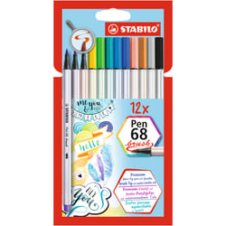 STABILO Pen 68 Brush stylo-feutre Bold Multicolore 12 pièce(s)