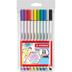STABILO Pen 68 stylo-feutre Moyen Abricot (couleur), Bleu, Carmin, Vert, Gris, Lilas, Turquoise, Violet, Jaune 10 pièce(s)