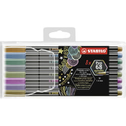 STABILO Pen 68 metallic stylo-feutre Moyen Cuivre, Or, Bleu métal, Vert métal, Rose métallique, Violet métallisé, Argent 8 pièce(s)