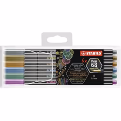 STABILO 6806/8-11-01, Moyen, 6 couleurs, Cuivre, Or, Bleu métal, Vert métal, Violet métallisé, Argent, Pointe ogive, 1,4 mm, ...