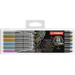 STABILO 6806/8-11-01 stylo-feutre Moyen Cuivre, Or, Bleu métal, Vert métal, Violet métallisé, Argent 6 pièce(s)