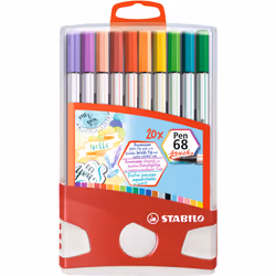 STABILO Pen 68 Brush, Bold, 20 couleurs, 24 h, Encre à base d'eau, 20 pièce(s), Ampoule