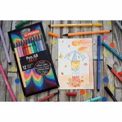 STABILO Pen 68 ARTY stylo-feutre Multicolore 12 pièce(s) - Vue supplémentaire 4