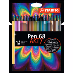 STABILO PEN 68 ARTY, Moyen, 18 couleurs, Multicolore, 1 mm, Multicolore, Hexagonal