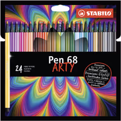 STABILO Pen 68 ARTY, 24 couleurs, Multicolore, Pointe ogive, 1 mm, Multicolore, Hexagonal