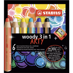 STABILO woody 3 in 1 ARTY, Multicolore, 6 pièce(s)