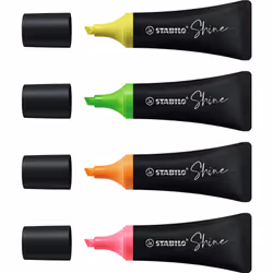 STABILO Shine marqueur 4 pièce(s) Pointe biseautée Vert, Orange, Rose, Jaune
