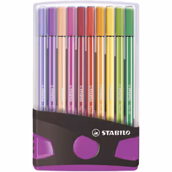 STABILO Pen 68, Moyen, 20 couleurs, Multicolore, Pointe ogive, 1 mm, Multicolore