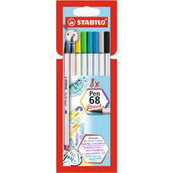 STABILO Pen 68 Brush stylo-feutre Bold Multicolore 8 pièce(s)