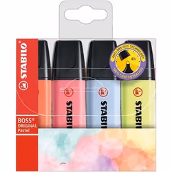 STABILO Boss Original Pastel, 4 pièce(s), Multicolore, Pointe biseautée, Multicolore, Plastique, Rectangle