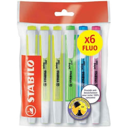 Surligneur - STABILO - Swing Cool FLUO - Ecopack de 6 - Pointe biseautée - Encre à base deau