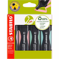 STABILO GREEN BOSS, 4 pièce(s), Vert, Menthe, Rose, Violet, Pointe biseautée, Vert, Couleur menthe, Rose, Violet, Plastique,  ...
