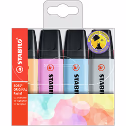 STABILO Boss Original Pastel, 4 pièce(s), Multicolore, Pointe biseautée, Multicolore, Plastique, Rectangle