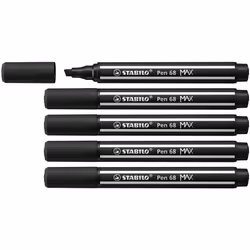 STABILO Pen 68 MAX, 1 couleurs, Noir, 5 mm, 1 mm, Noir, Rond