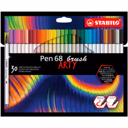 STABILO Pen 68 brush ARTY, 30 couleurs, Couleurs assorties, Pointe du marqueur, Fibre, Couleurs assorties, Hexagonal