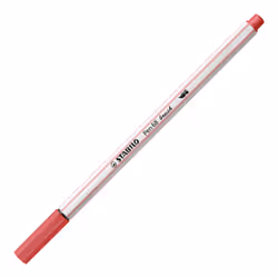 STABILO Pen 68 brush, 1 couleurs, Rouge, Pointe du marqueur, Fibre, Rouge, Blanc, Hexagonal