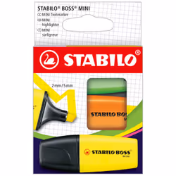STABILO BOSS Mini, 3 pièce(s), Vert, Orange, Jaune, 3 an(s), Pointe biseautée, Multicolore, 2 mm