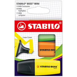 STABILO BOSS Mini marqueur 3 pièce(s) Pointe biseautée Vert, Orange, Jaune