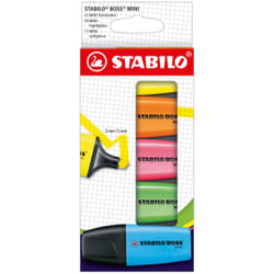 STABILO BOSS MINI marqueur 5 pièce(s) Pointe biseautée Bleu, Vert, Orange, Rose, Jaune