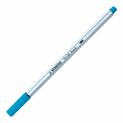STABILO Pen 68 brush, 1 couleurs, Bleu clair, Pointe du marqueur, Fibre, Bleu, Blanc, Hexagonal