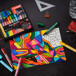 STABILO Pen 68 MAX stylo-feutre Noir, Bleu, Rouge 4 pièce(s) - Vue supplémentaire 4