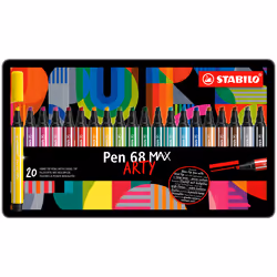 STABILO Pen 68 MAX, 20 couleurs, Couleurs assorties, 5 mm, 1 mm, Multicolore, Rond
