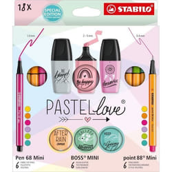 Kit décriture - STABILO - Mini World Pastellove - 18 pièces - Couleurs pastel - Mixte