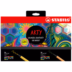 STABILO ARTY Creative Set stylo-feutre Moyen Bleu, Blush, Carmin, Vert, Gris, Kaki, Lilas, Citron vert, Ocre, Orange, Violet, Turquoise, Violet, Jaune