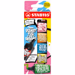 STABILO BOSS MINI by Snooze One, 6 pièce(s), Noir, Bleu, Vert, Orange, Rose, Jaune, Pointe biseautée, Rose, Noir, Bleu, Vert, ...