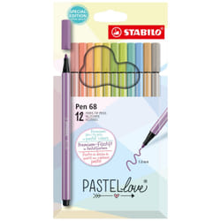 STABILO Pen 68 stylo-feutre Moyen Beige, Bleu, Vert, Vert clair, Orange, Pastel, Pêche, Violet, Jaune 12 pièce(s)