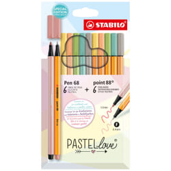 STABILO Pastellove stylo-feutre Moyen Blush, Gris, Vert clair, Orange clair, Turquoise, Jaune