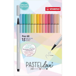 Etui carton de 15 feutres dessin STABILO Pen 68 Pastellove - coloris pastel