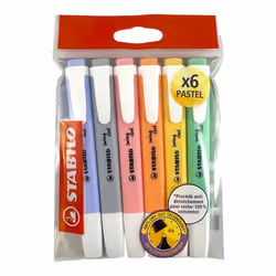 Surligneurs STABILO swing cool - couleurs assorties pastel - Etui de 6