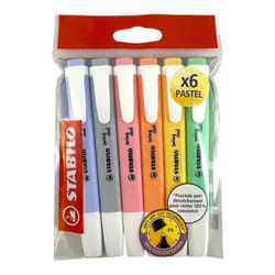 Surligneurs STABILO swing cool - couleurs assorties pastel - Etui de 6