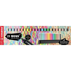 STABILO BOSS ORIGINAL - Set de bureau x 23 Surligneurs - 8 fluo 8 pastel 6 couleurs nature 1 marqueur noir
