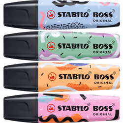 STABILO BOSS ORIGINAL marqueur 4 pièce(s) Pointe biseautée Bleu, Fuchsia, Menthe, Orange