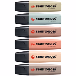 STABILO BOSS NatureColors marqueur 6 pièce(s) Pointe biseautée Noir, Bronze, Marron, Vert, Gris, Vert clair