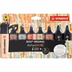 STABILO BOSS NatureColors, 6 pièce(s), Noir, Bronze, Vert, Gris, Vert clair, 18 an(s), Pointe biseautée, Multicolore, Plastiq ...