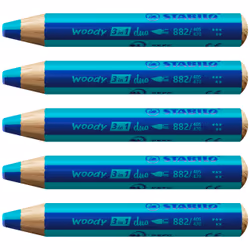 STABILO woody 3 in 1 duo, Turquoise, Ultramarine, 5 pièce(s)