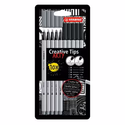 STABILO Creative Tips, 2 couleurs, Noir, Gris clair, 0,2 mm, 1 mm, Noir, Gris, Encre à base d'eau