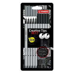 STABILO Creative Tips stylo-feutre Noir, Gris clair 10 pièce(s)