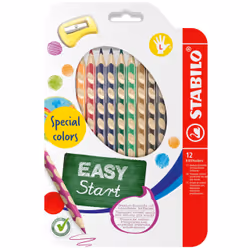 STABILO EASYcolors, Bleu violet, Marron, Carmin, Vert émeraude, Or, Vert, Gris, Marine, Ocre, Argent, Blanc, Jaune vert, 12 p ...